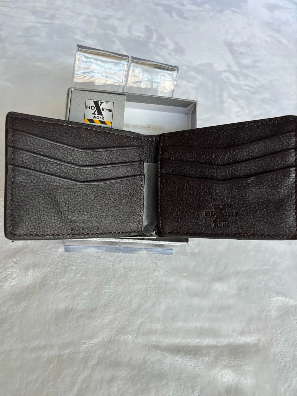 HD XTREME WORK Men's Top Grain Leather Bi-Fold Wallet and Money Clip--NWT